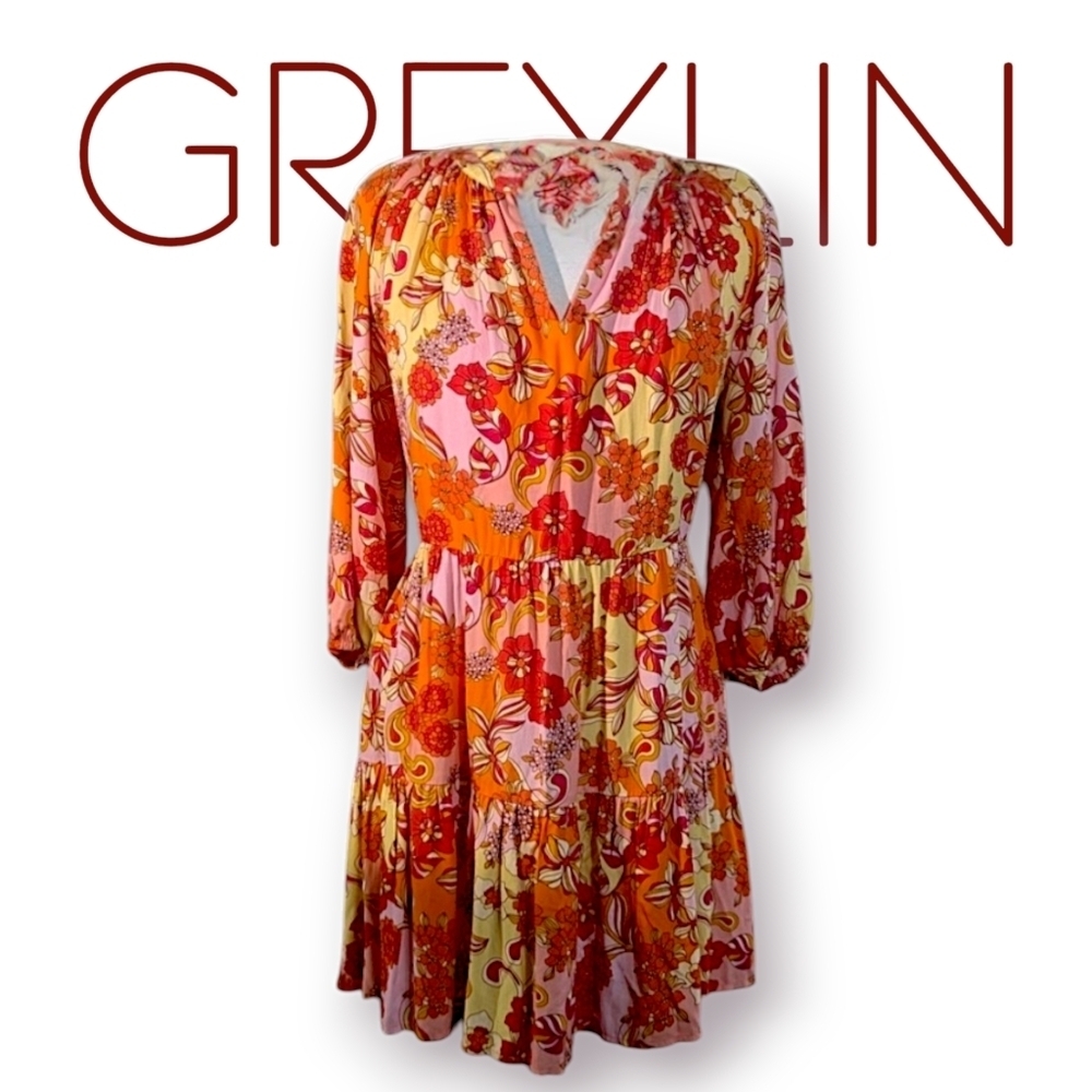 NEW GREYLIN Thea Popover Dress Coral Punch Women's Size Small
